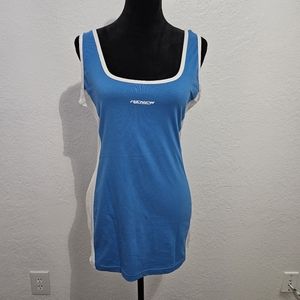 NWT Renew PRETTY LITTLE THING blue/white Panel Tank Mini Dress. Sz 10